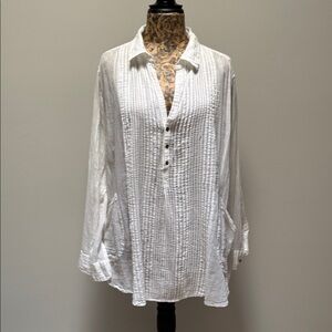 Free People FP One White Pleated Tunic Blouse - Size Small